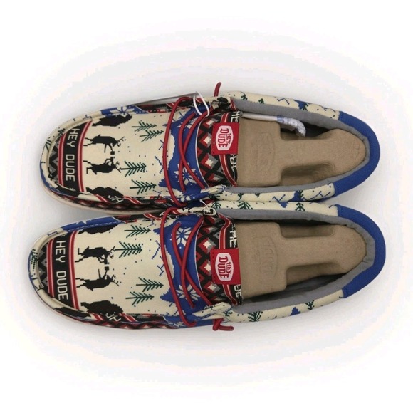 Hey Dude Wally Holiday Cheers White/Multi Shoes Men\'s Size 11‎ main image 6